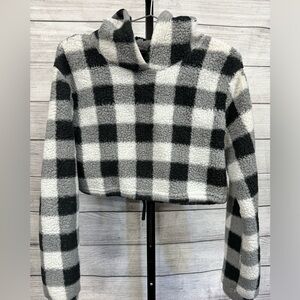 Plaid Crop Fleece Hodie